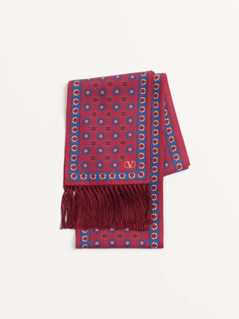 Valentino CHAMBER SILK BANDEAU SCARF WITH FRINGE