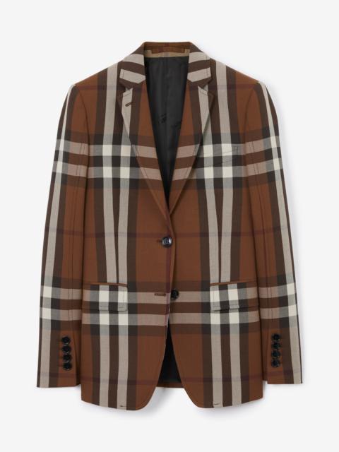 Burberry Check Wool Blend Jacquard Tailored Jacket