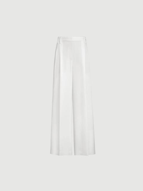 Brunello Cucinelli Viscose and linen fluid twill wide trousers with monili