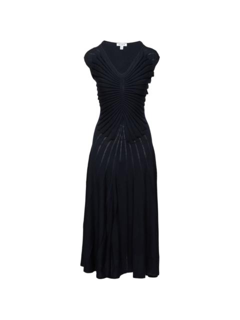 Alaïa V-neck pleated midi dress