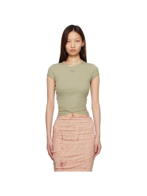 Diesel Beige Ribbed Wrap-Around Laces T-shirt