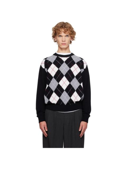 Dunst Black Argyle Crew Neck Sweater