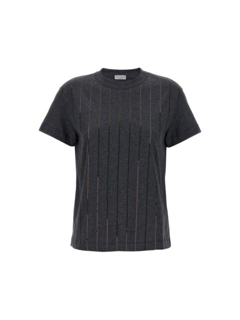 sequin-striped t-shirt