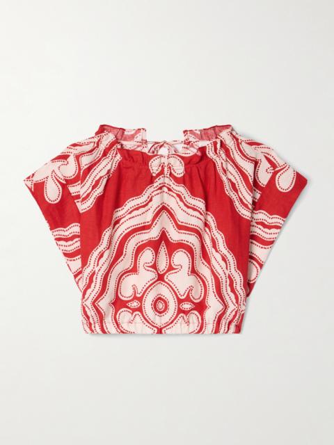 lemlem Muna Cropped Printed Linen Top