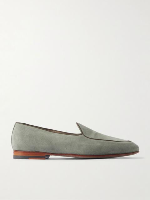 Manolo Blahnik Modena Leather-Trimmed Suede Loafers Green