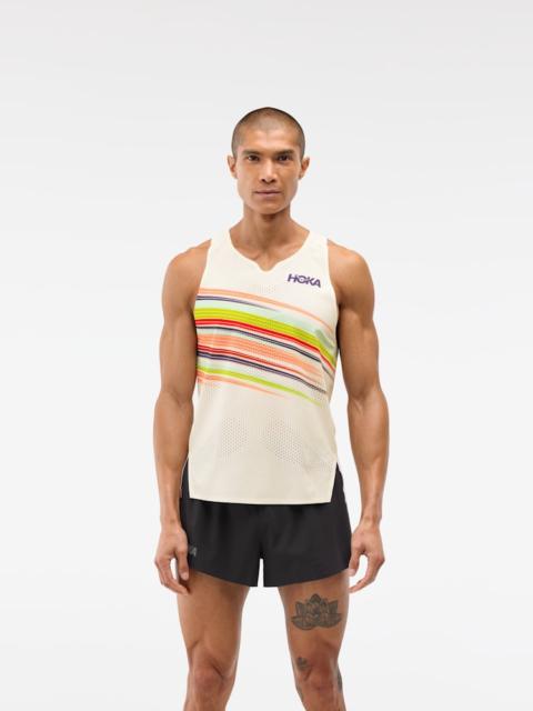 HOKA Men's Race Day Singlet Top in Alabaster Flare