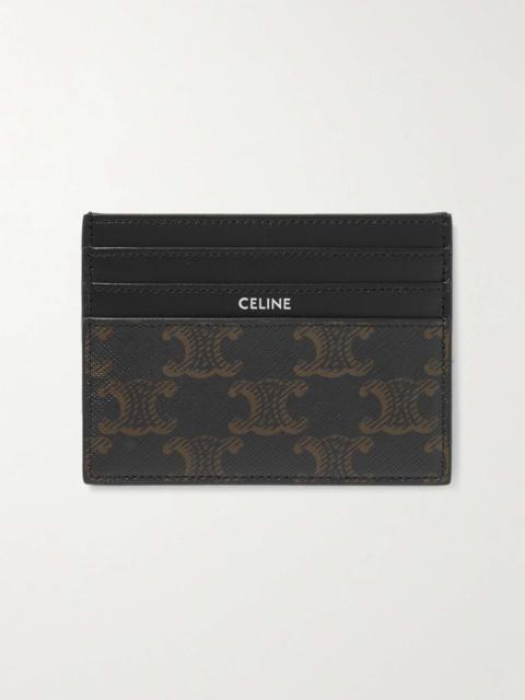 Triomphe Leather-Trimmed Coated-Canvas Cardholder