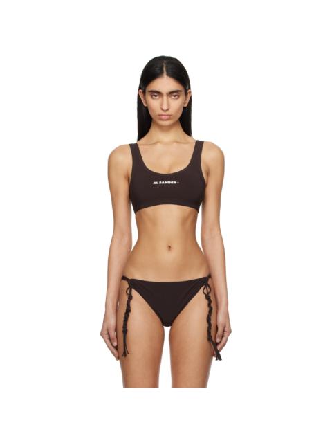 Jil Sander Brown Logo Bikini Top