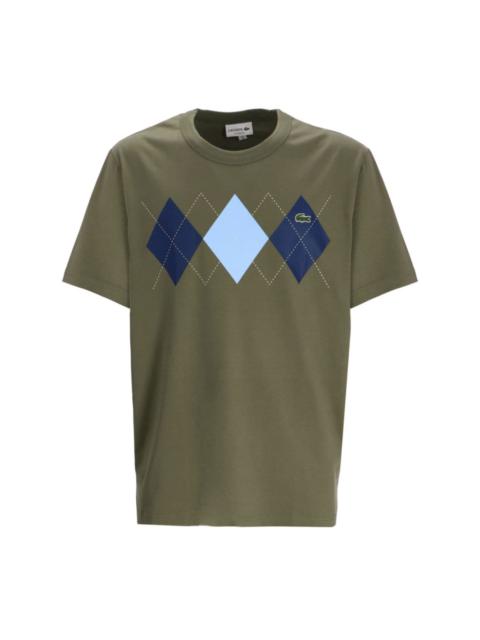 argyle-print cotton T-shirt