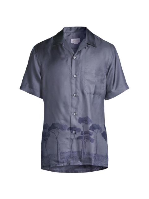 Brioni Men's Roman Trees Silk Sport Shirt - Grey