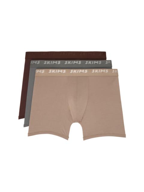 SKIMS Three-Pack Multicolor SKIMS Stretch 5" Boxer Briefs