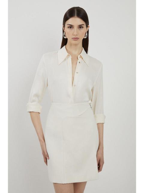 KAREN MILLEN Tailored Buckle Detail Pleated Mini Skirt