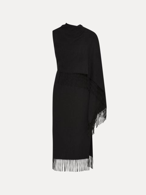 Oscar de la Renta FRINGED CAPE MIDI DRESS