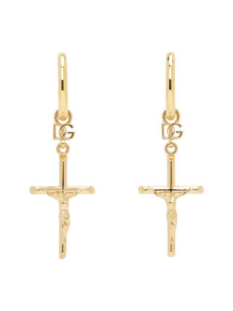 Dolce & Gabbana Gold DNA Cross Earrings