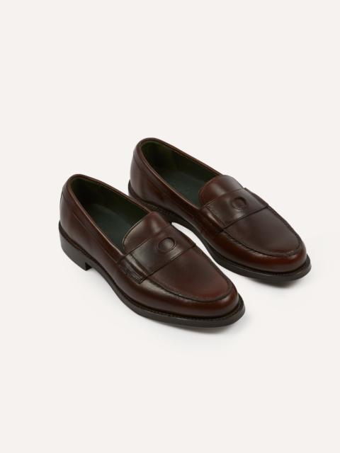Drake's Brown Leather Charles Goodyear Welted Penny Loafer