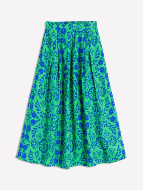 BODEN Verity Linen Midi Skirt-Structured Meadow Mono