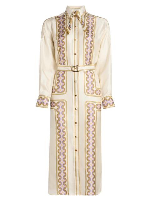 Zimmermann Women's Luna Retro-Print Silk Midi-Shirtdress - Retro Geo
