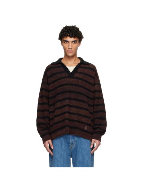 Wooyoungmi Brown Striped Collar Polo