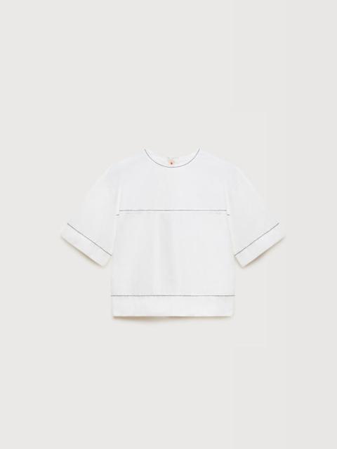 Marni WHITE POPLIN T-SHIRT WITH EXPOSED SEAMS