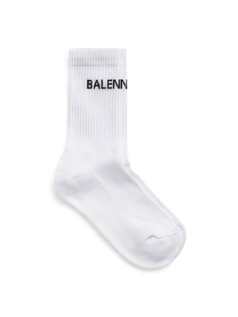 Men's Sporty B Tennis Socks in White