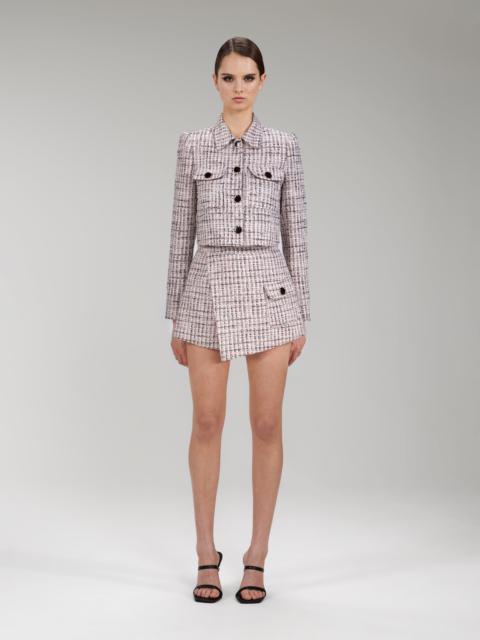 self-portrait Pink Bouclé Cropped Tailored Jacket
