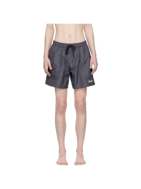 VERSACE Gray Barocco Reversible Swim Shorts