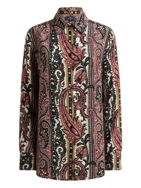 Etro leafy paisley-motif silk shirt