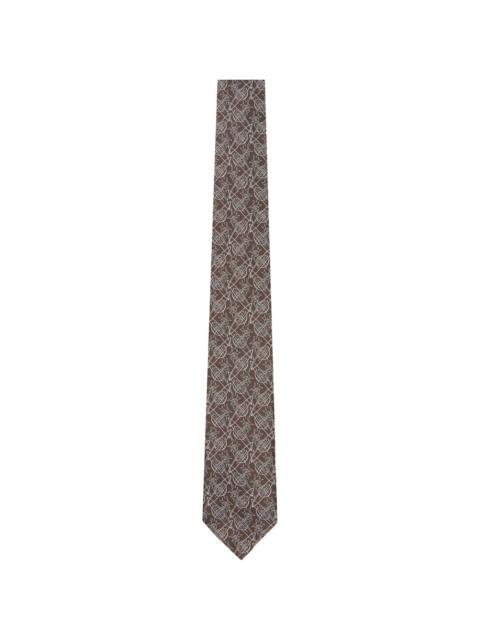 Vivienne Westwood Brown 8.5cm 'Graffiti Orb’ Tie