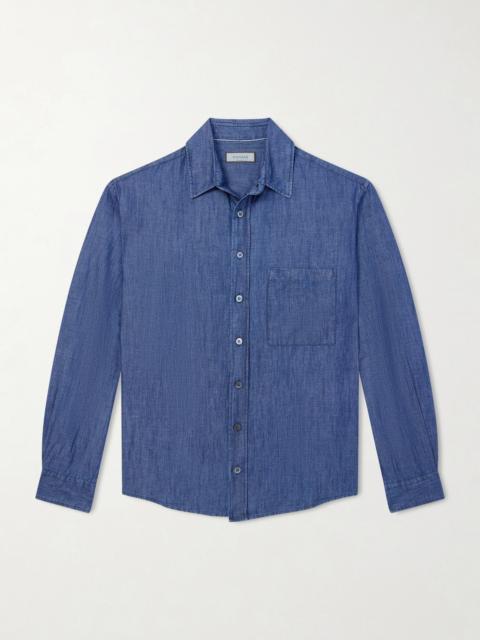 Canali Button-Down Collar Cotton and Linen-Blend Shirt