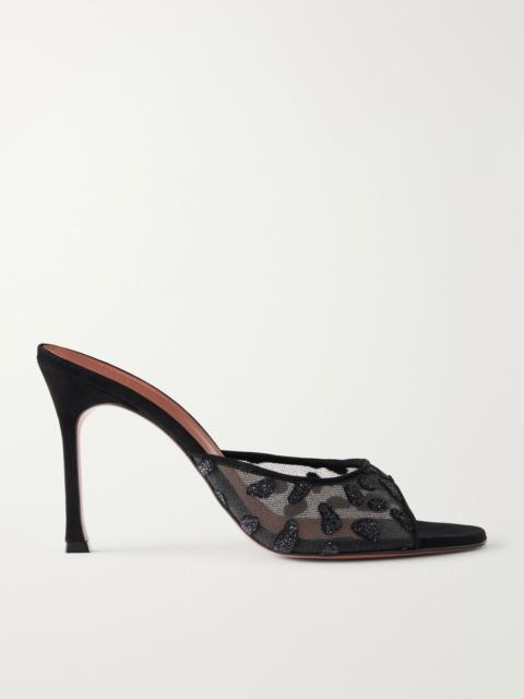 Amina Muaddi Alexa 95 embellished mesh sandals Black