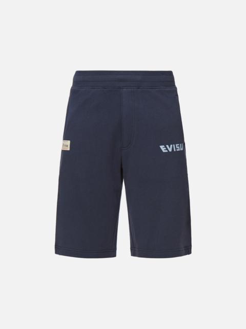EVISU DOUBLE DARUMA DAICOCK PRINT SWEAT SHORTS