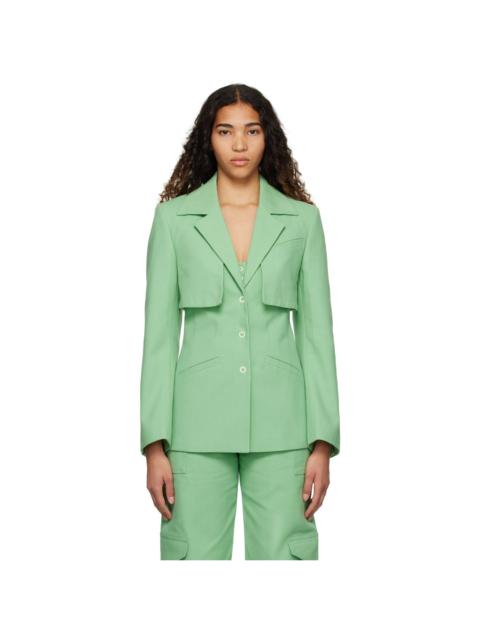 GANNI Green Storm Flap Blazer