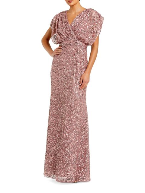 MAC DUGGAL Women's Evening Metallic Blouson Gown - Vintage Lilac
