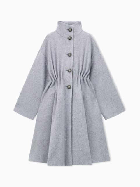 EMPORIO ARMANI COAT IN BRUSHED WOOL AND MOHAIR WITH A GATHERED WAIST