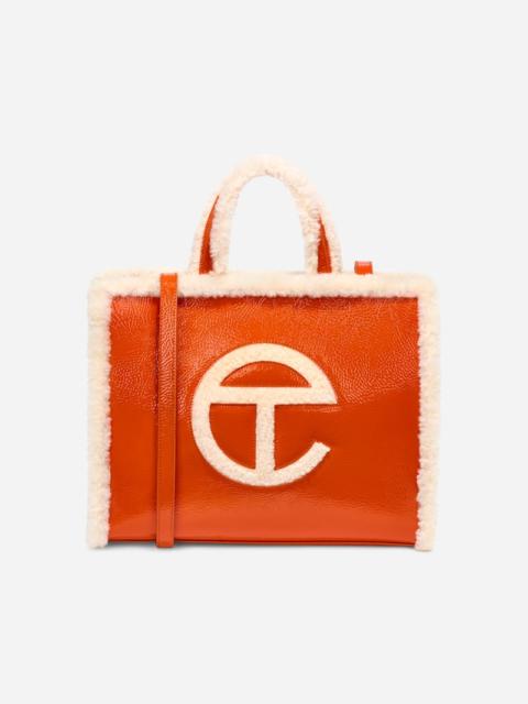 UGG ® X Telfar Medium Shopper Crinkle Leather/Sheepskin Handbags in Spicy Pumpkin
