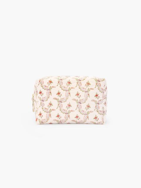Hill House Home The Quilted Cosmetic Bag - Pink Ribbon Rose Ikat