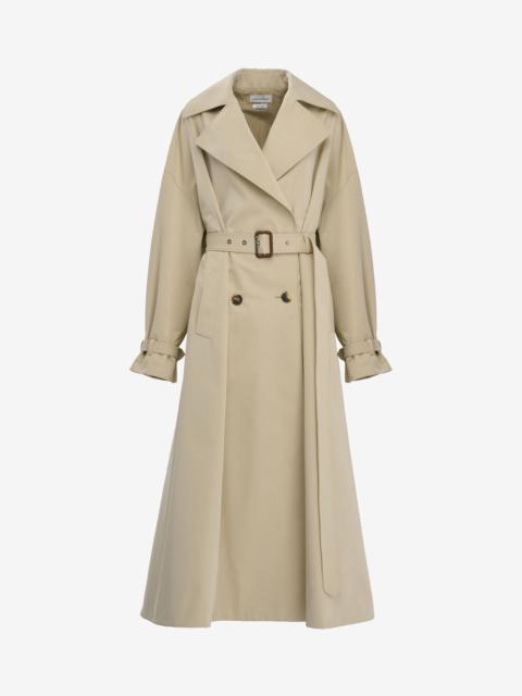 Alexander McQueen Women's Cocoon Sleeve Trench Coat in Pale Beige