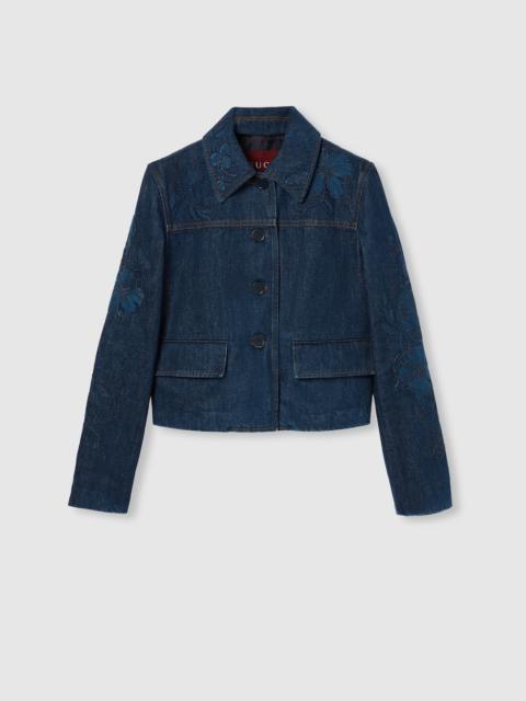 GUCCI Denim jacket with embroidery