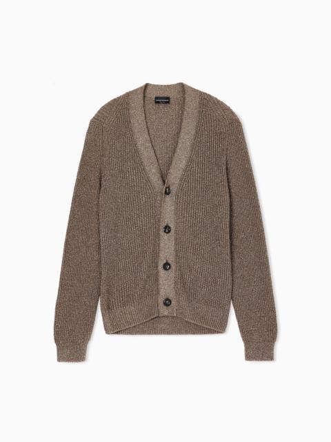 HALF FISHERMAN’S RIB LUREX KNIT CARDIGAN