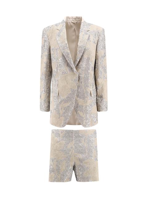 Brunello Cucinelli Linen suit with Magnolia Embroidery and sequins