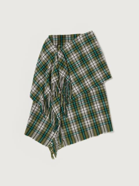 AURALEE CASHMERE CHECK WRAP SKIRT