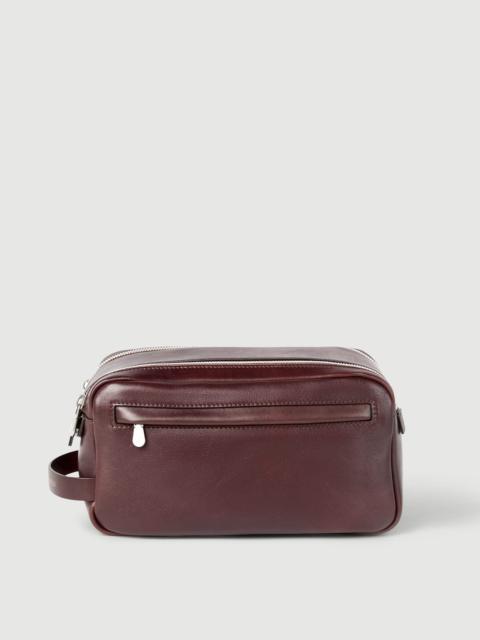 Brunello Cucinelli Calfskin beauty case with double zipper
