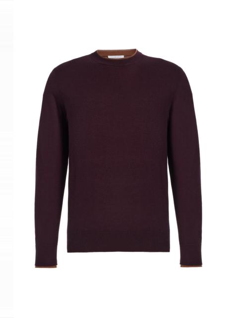 GABRIELA HEARST Wells Reversible Knit Sweater in Plum & Cognac Cashmere Silk