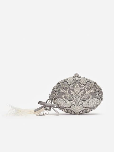 self-portrait Silver Crystal Antique Oval Clutch Bag