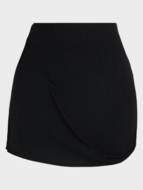 ZANKOV Draped Wool Jersey Mini Skirt