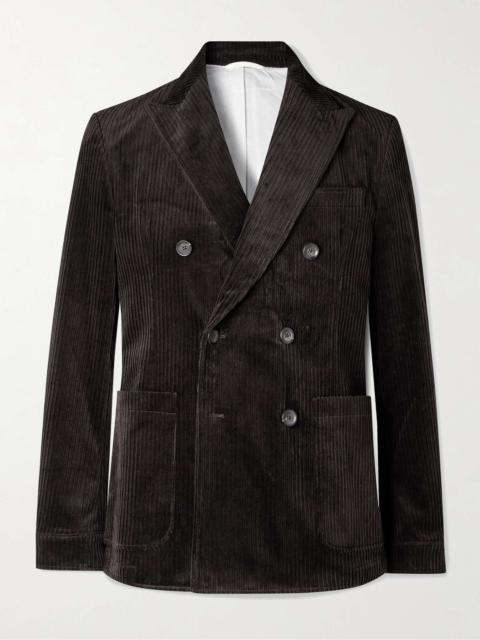 Oliver Spencer Double-Breasted Cotton-Blend Corduroy Suit Jacket