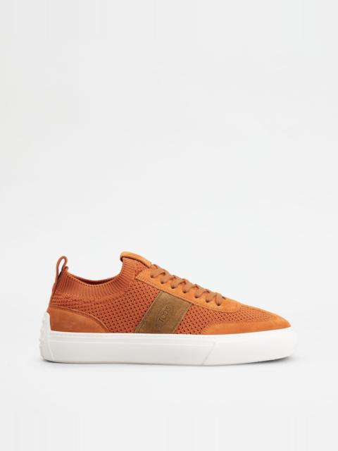 Tod's TOD'S SNEAKERS IN FABRIC AND SUEDE - ORANGE, BROWN