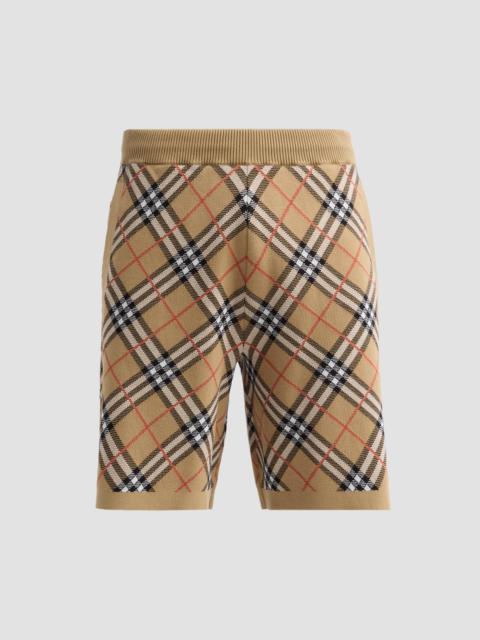 Burberry Men's Gawain Check Knit Shorts - Sand Ip Check