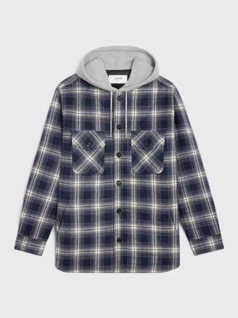 hooded overshirt in checked cotton