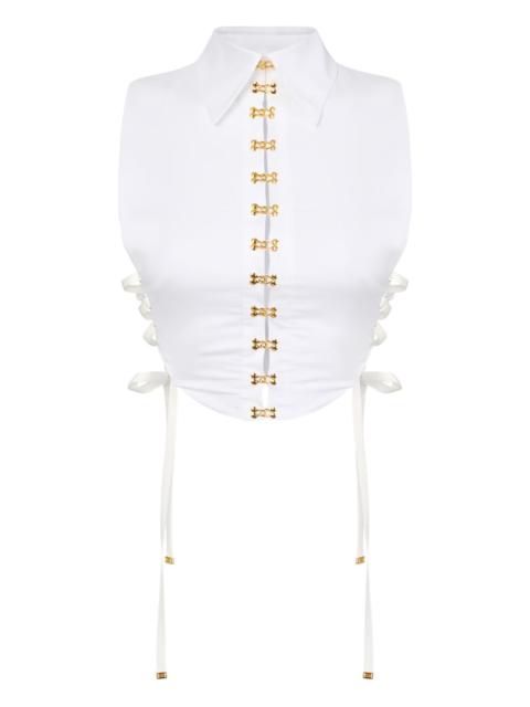 ELISABETTA FRANCHI jewel clasps criss-cross shirt